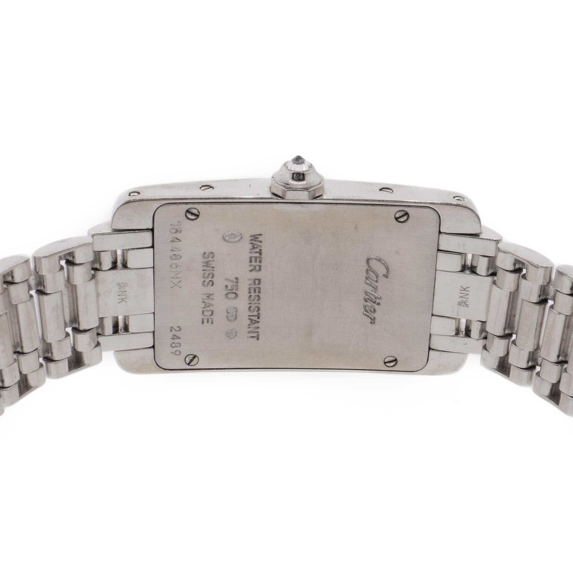 Reloj Tank Américaine 18KWG Cartier Cara Diamante Corte redondo en venta
