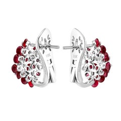 18KWG Ruby Diamond Floral Earrings by MOISEIKIN