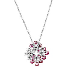 18KWG Ruby Diamond Floral Necklace by MOISEIKIN