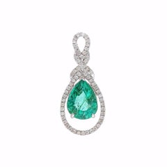 Pendentifs en or blanc 18k diamant émeraude naturelle Pendentifs diamant naturel