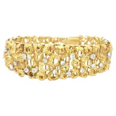 18KY Oro e diamanti con texture anni '70 Bracciale