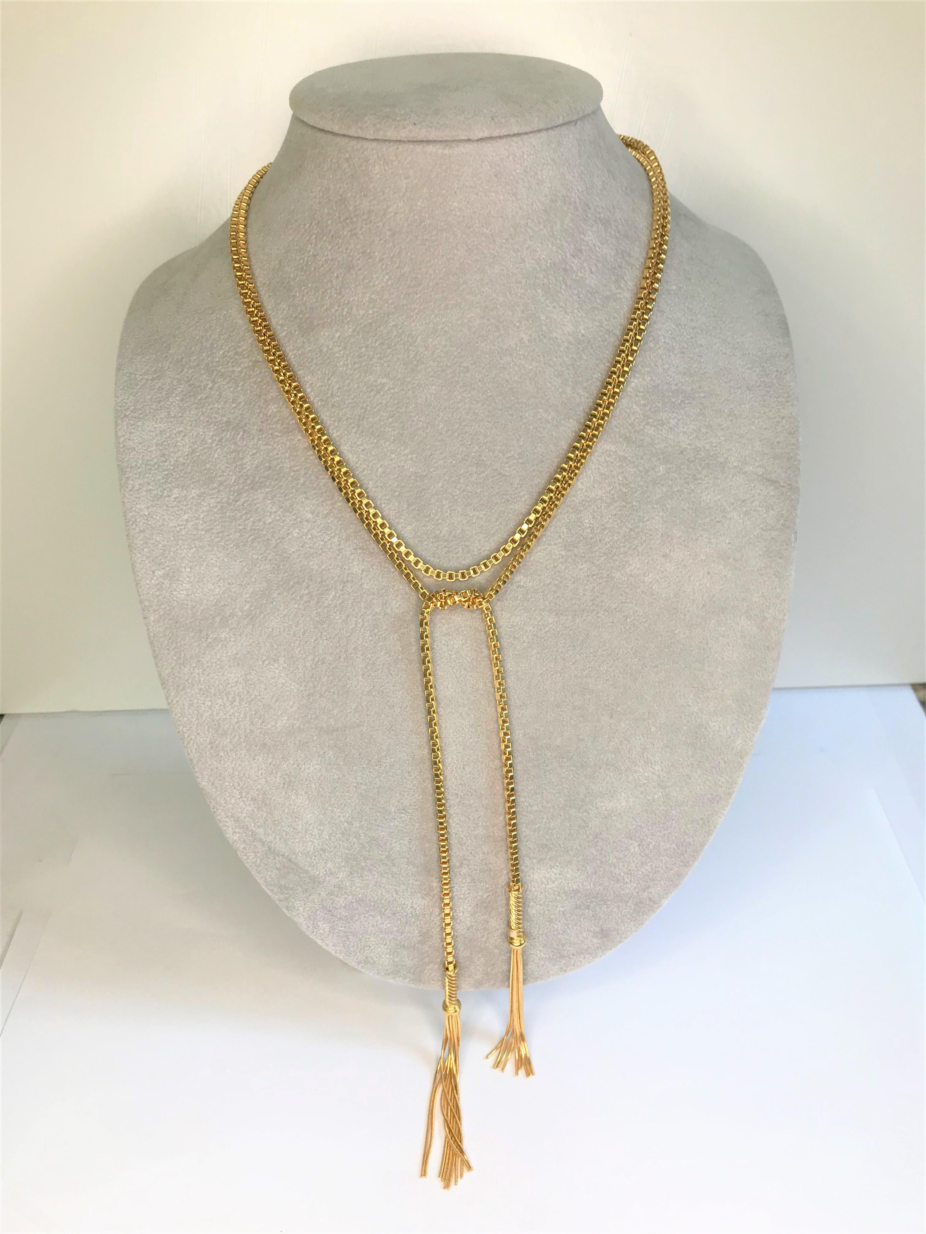 18KY 48-inch Box Chain Tassel Necklace 4