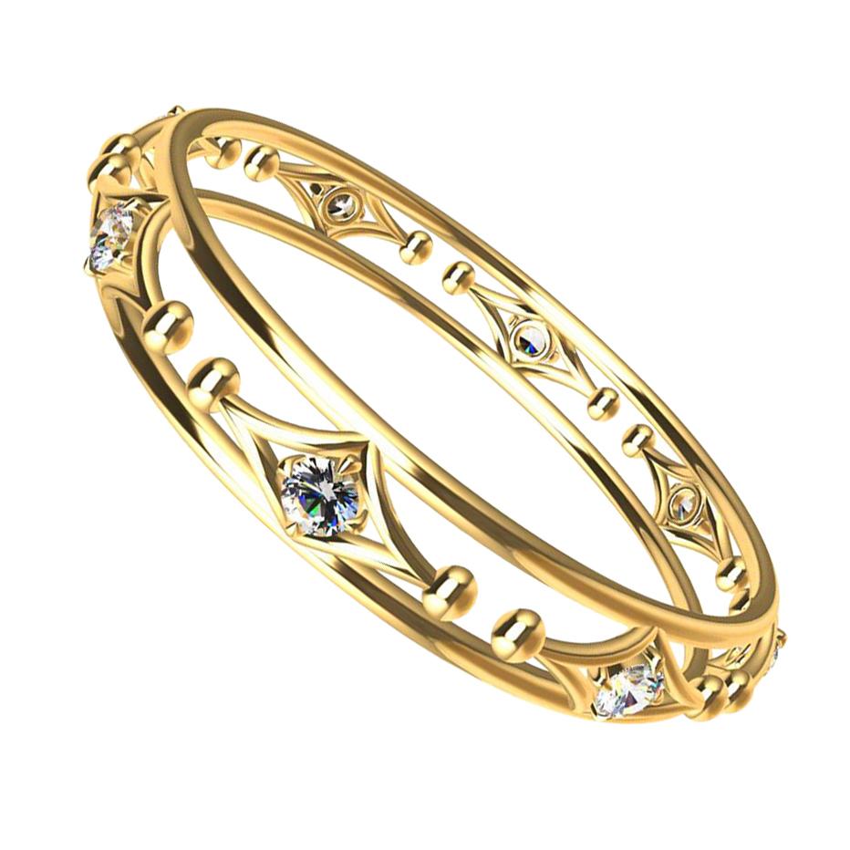Bracelet jonc en or jaune 18 carats avec arabesque de 4 carats de diamants certifiés GIA en vente