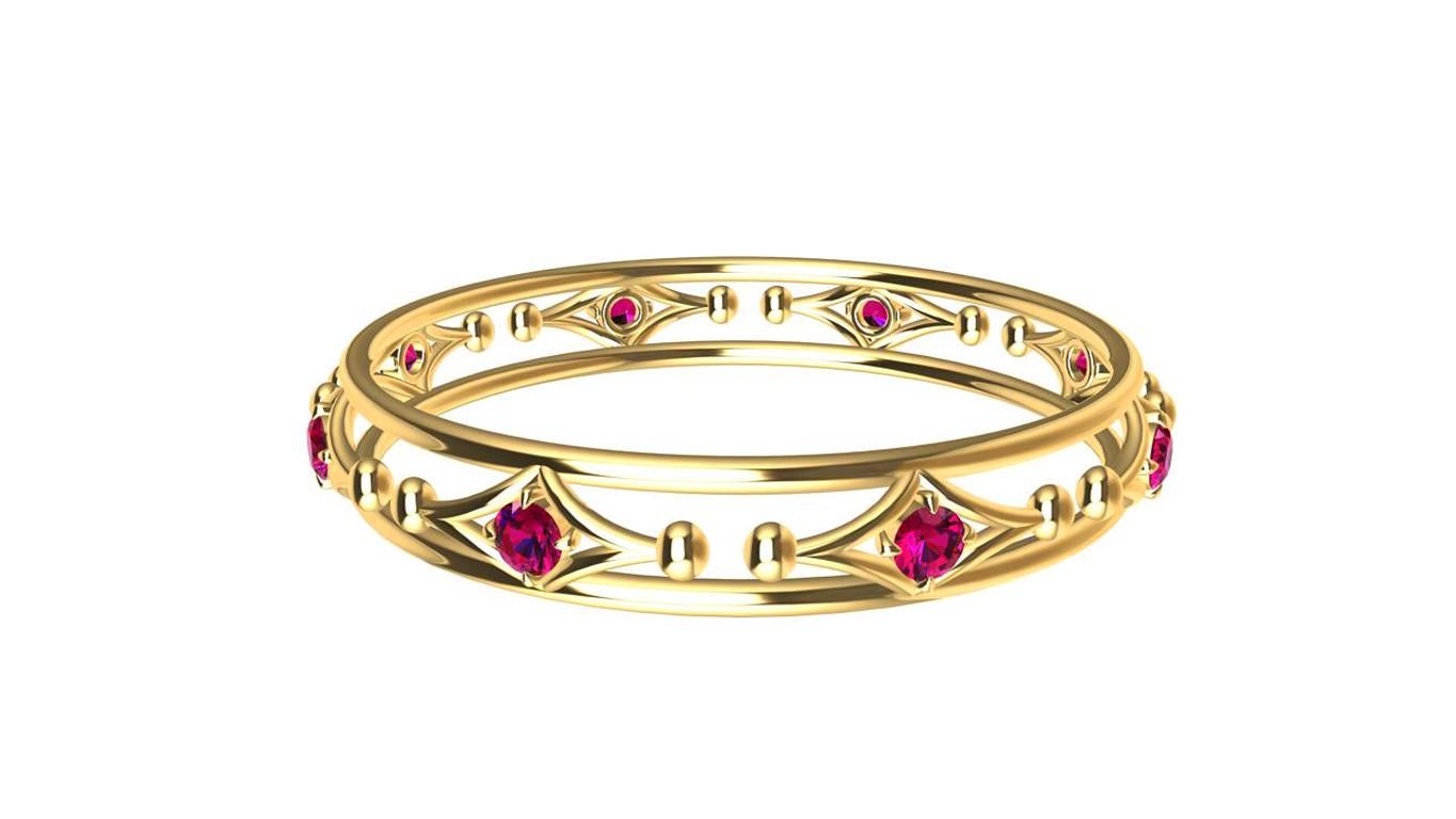 Contemporain Bracelet en or jaune 18 carats avec arabesques et rubis en vente