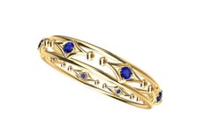 18 Karat Yellow Gold Arabesque Sapphire Rhombus Bracelet