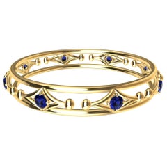 18 Karat Yellow Gold Arabesque Sapphire Rhombus Bracelet