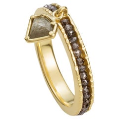 18KY Brown Diamond Charm Ring