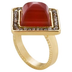  Carnelian Carnival Ring with Brown Diamonds