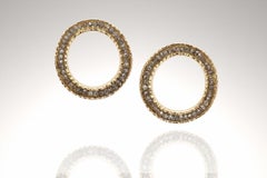 18KY Coin Earrings with Brown Diamonds