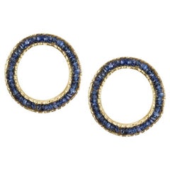 18KY Coin Earrings with Sapphires