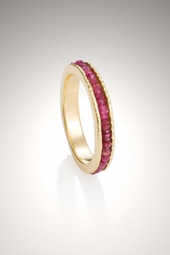 18KY Coin Ring with Rubies