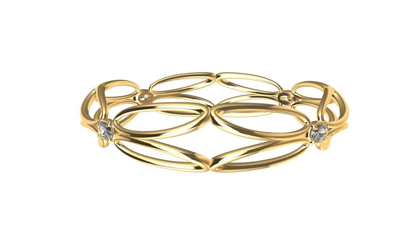 18 Karat Gelbgold  Diamant-Armreif Arabesque Wings,  Inspiriert von Einfachheit und fliegenden Vögeln, und ich  hat das Armband immer noch das Rhombus-Design.  3 Karat  Gesamtgewicht GIA-zertifizierter Diamanten. Auf Bestellung gefertigt, die
