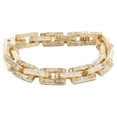 18KY Gold Channel Set Round and Baguette Cut Diamond Integrated Link Bracelet