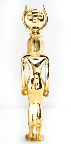 18 Karat Yellow Gold Egyptian Goddess Hathor Large Pendant Figurine
