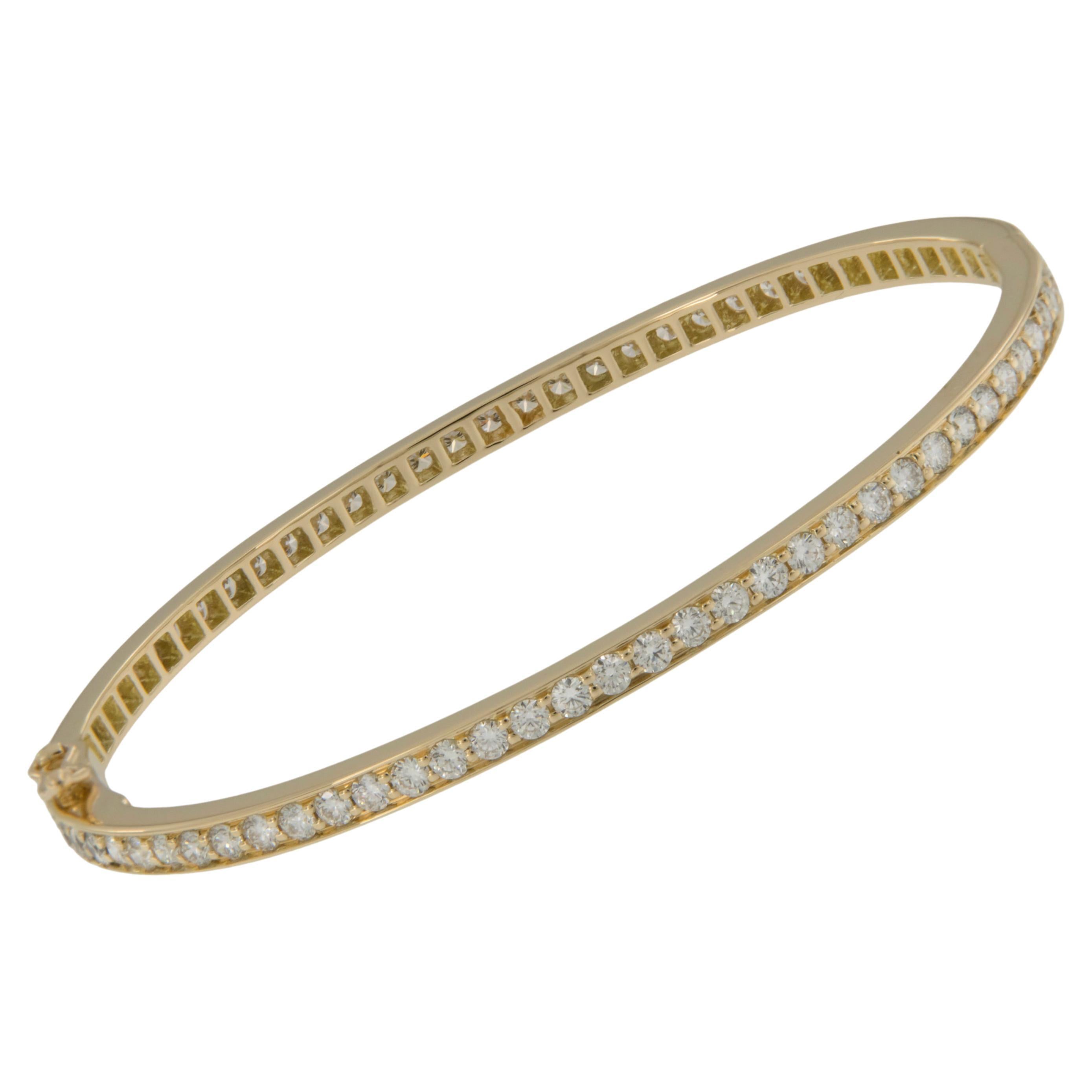 18KY Gold Eternity 2.86 Cttw Diamond Bangle Bracelet by Campanelli & Pear For Sale