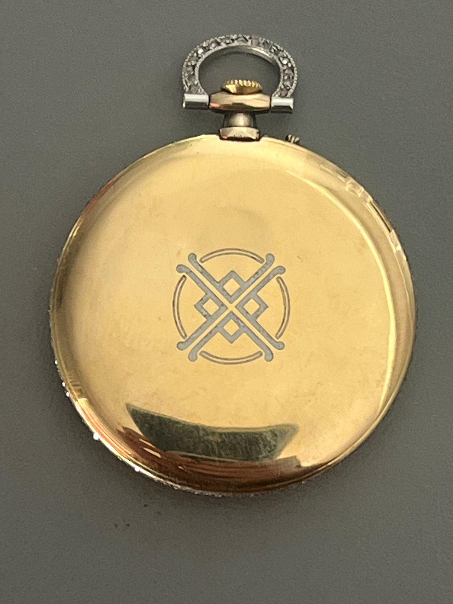 A remarkable 18kt yellow gold and platinum pocket watch by Cartier, dating back to the Belle Époque era, circa 1907. This exquisite timepiece is not only a functional accessory but also a valuable piece of history and craftsmanship.
Cartier is a