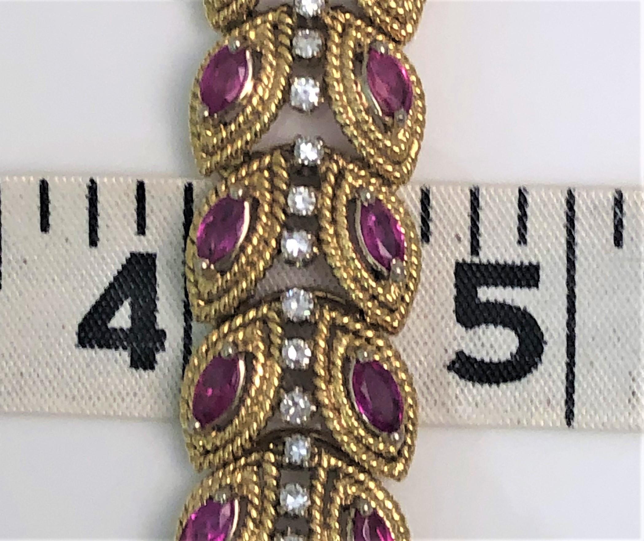 Women's or Men's 18 Karat Yellow Ruby Diamond Bracelet