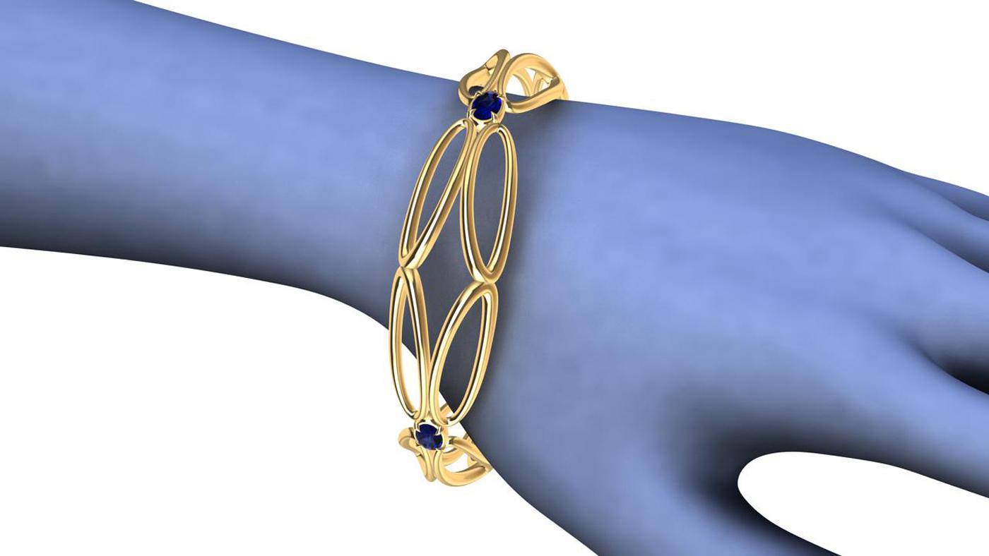 18 Karat Yellow Sapphire Arabesque Wings Bangle In New Condition For Sale In New York, NY
