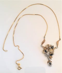 18K Blue Sapphire Diamond Necklace