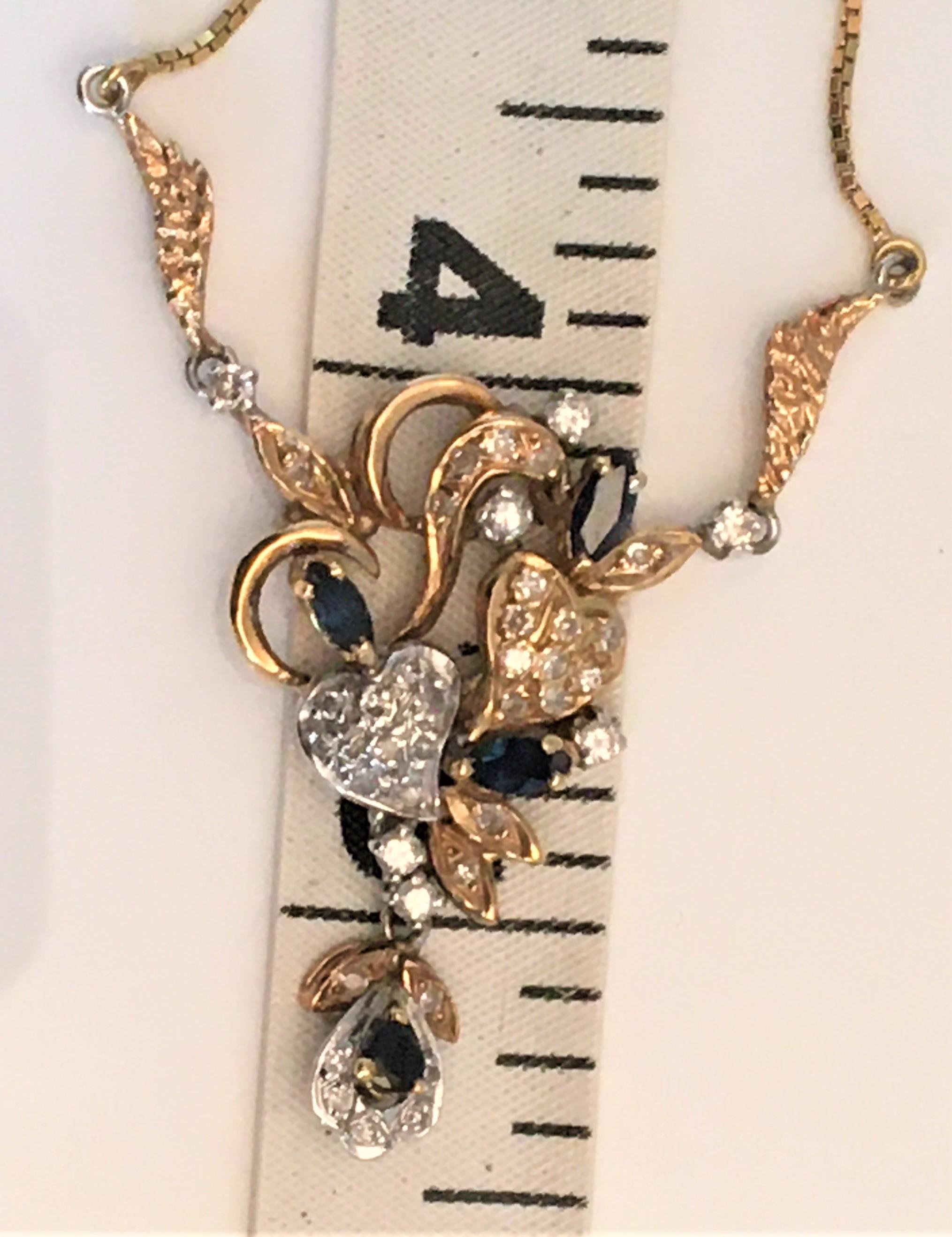 Women's or Men's 18K Blue Sapphire Diamond Necklace For Sale