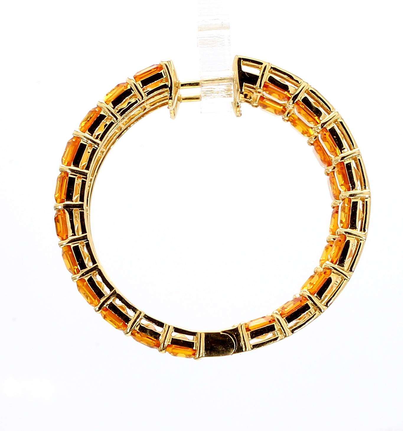 Contemporary 18KYG Yellow Sapphire Hoop earrings 22 CTS For Sale