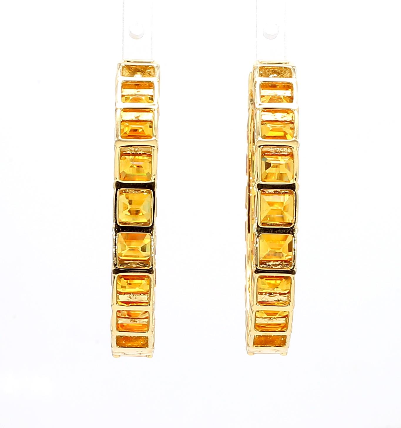 18KYG Yellow Sapphire Hoop earrings 22 CTS In New Condition For Sale In New York, NY