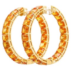 Pendientes de aro de zafiro amarillo 18KYG 22 CTS