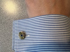 18l Rose Yellow and White Gold Blue Sapphire Cab Enamel