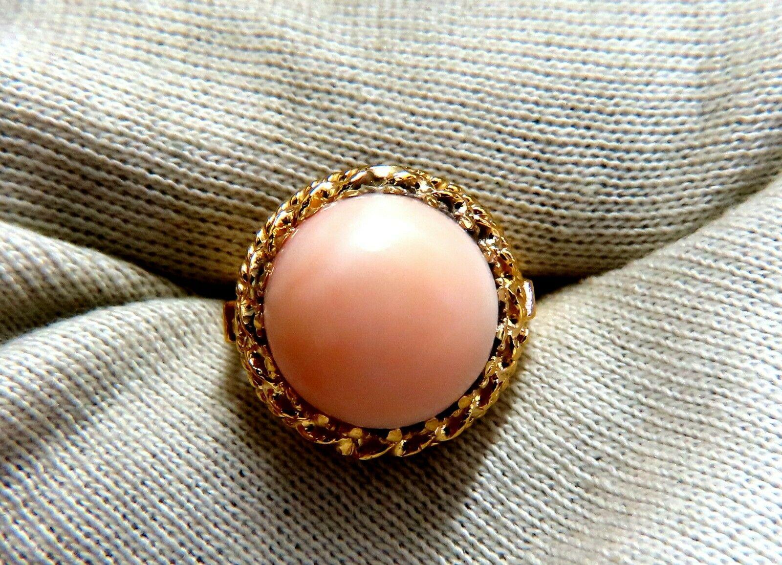 Victorian 15ct Natural Coral Solitaire Ring 14kt For Sale