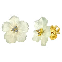 18mm Carved Serpentine Flower Vermeil Earrings