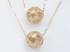 Diamond Slice Ball Pendant 18K Yellow Gold Sliding Charm AD1908