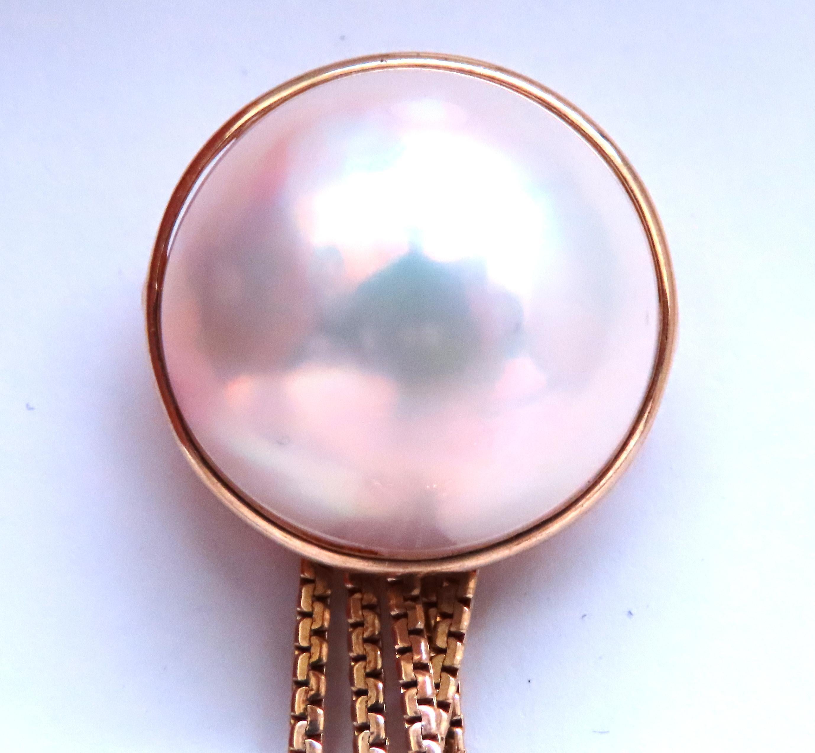 Taille mixte Pendants d'oreilles CZ en or 14 carats avec perles Mabé de 18 mm Cosmopolitan Edit 12385 en vente
