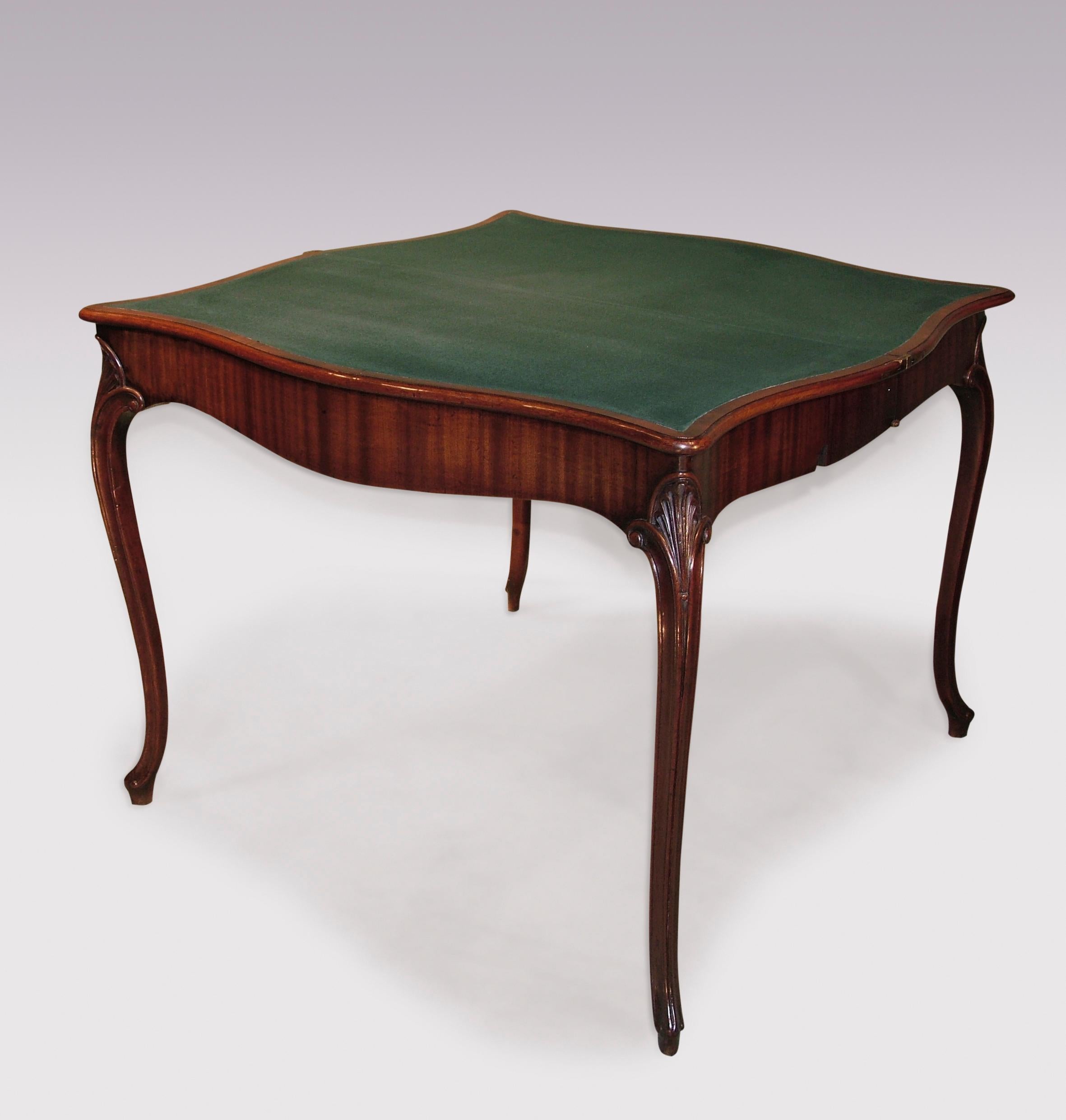 English 18th Century Hepplewhite Figured Mahogany Serpentine Card Table For Sale