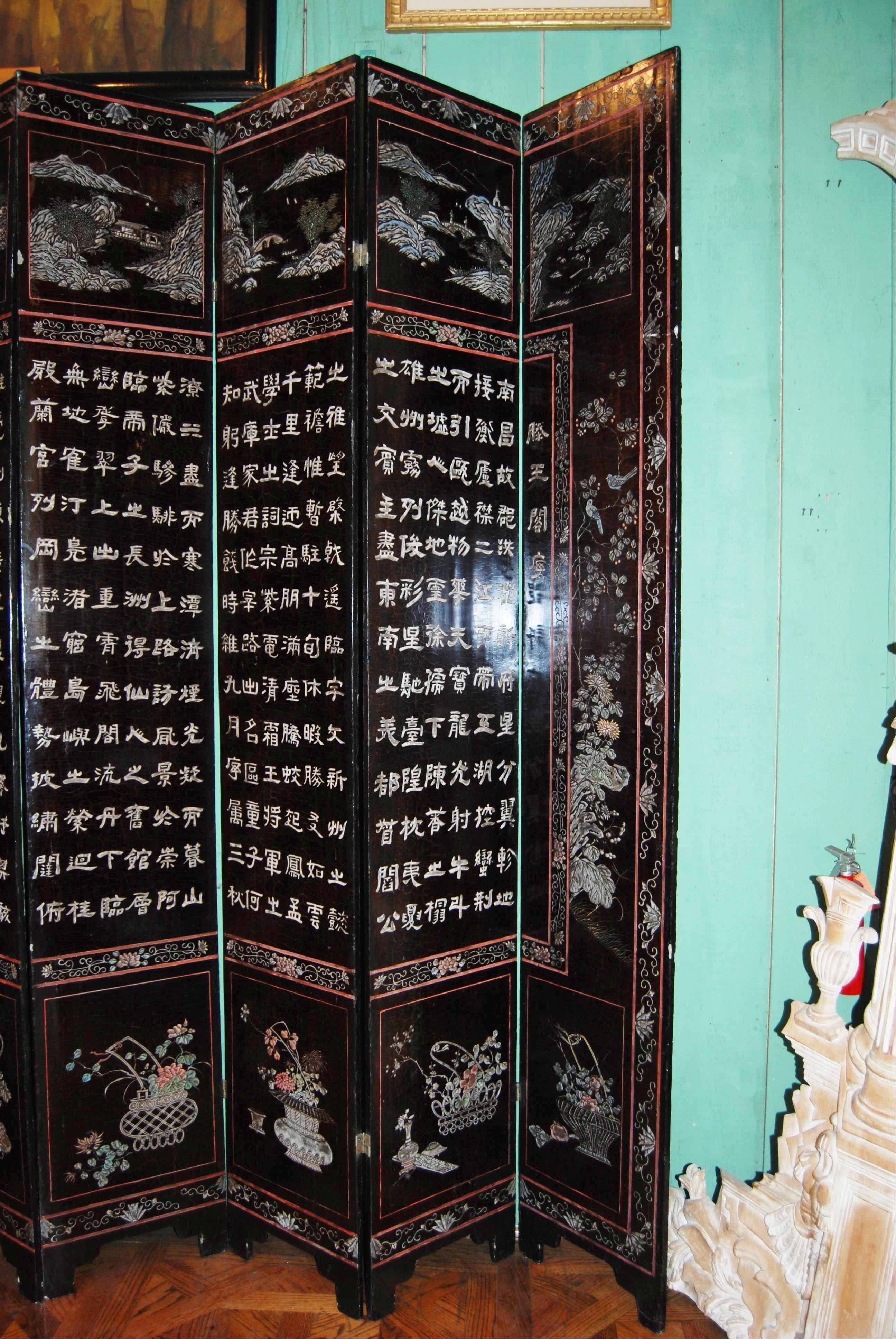 19th Century 12-Panel Coromandel Chinese Screen Wall Art Backdrop Wall Mount Panels carved LA