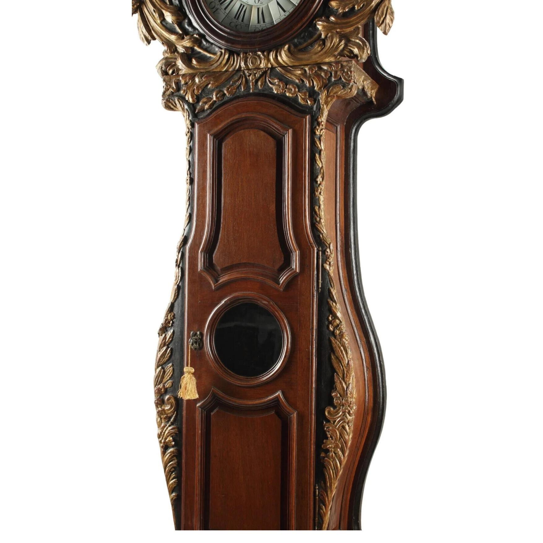 18th / 19th C! Antique  French Provincial Style, Carved, 125 H, Longcase Clock! In Good Condition For Sale In Austin, TX