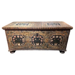 18th/19th c Austrian Polychrome Peasant Art Blanket or Dower Chest