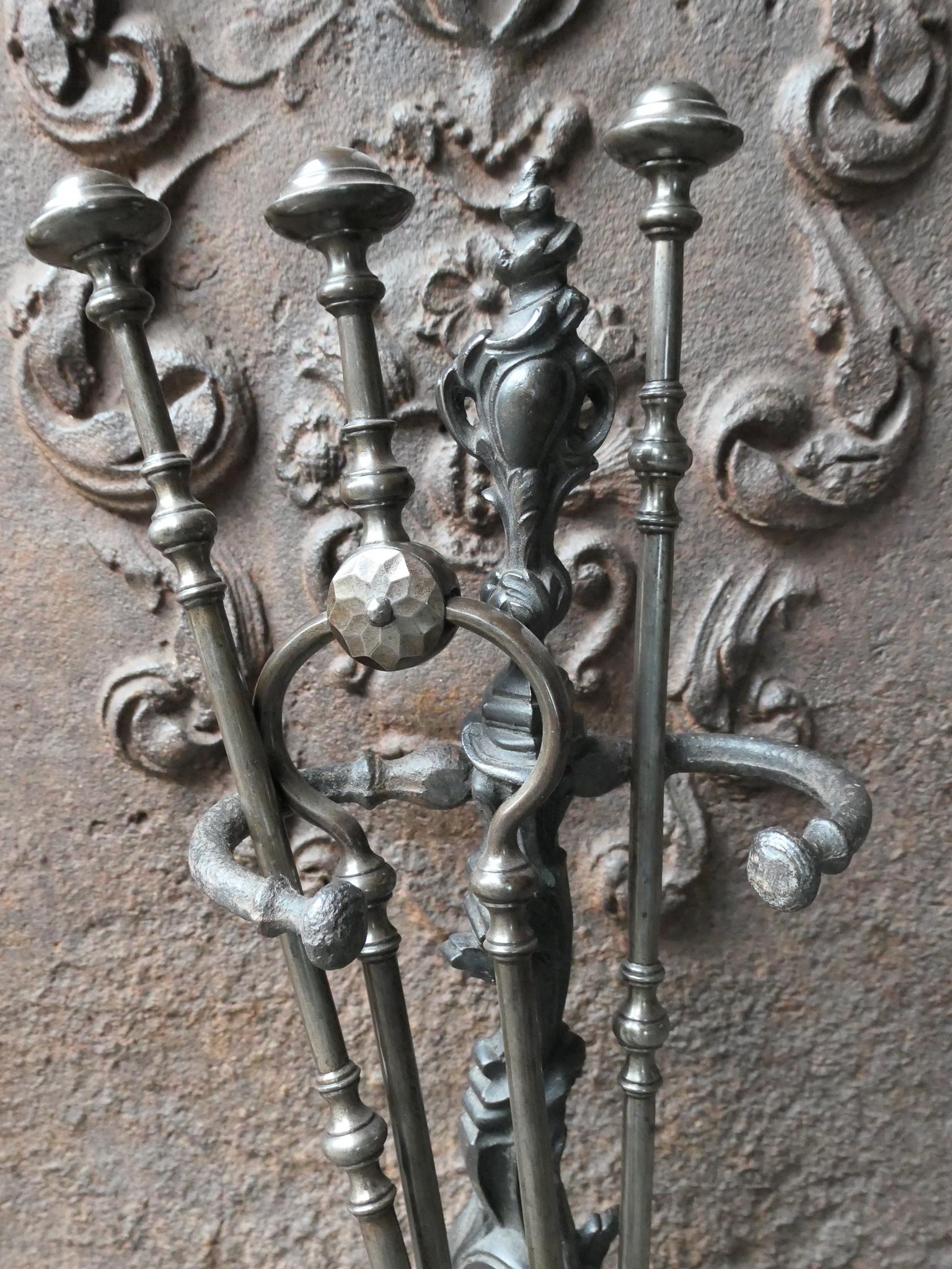 Iron 18th - 19th C. English Georgian Period Fireplace Tools For Sale