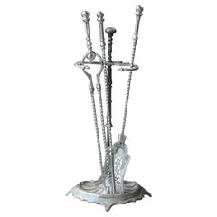 18th-19th C. English Georgian Polished Steel Fire Irons