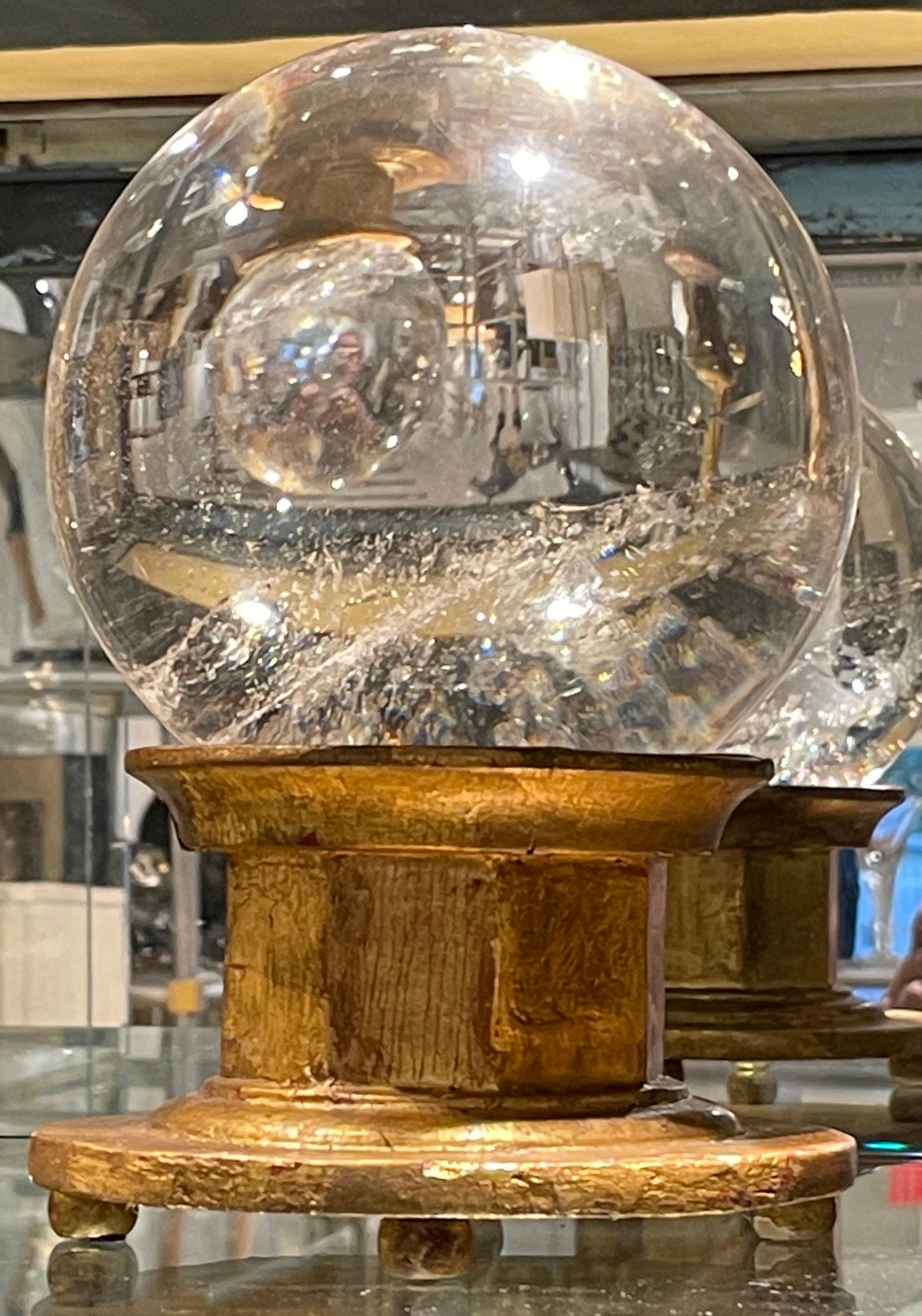 Neoclassical 18th-19th C. Italian Rock Crystal Ball on a Later Italian Giltwood Stand For Sale