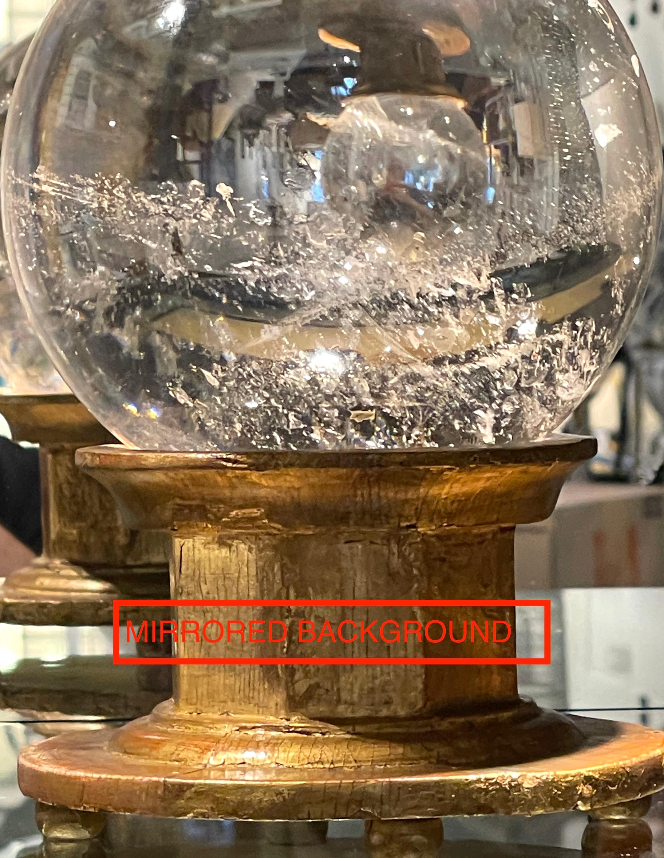 19th Century 18th-19th C. Italian Rock Crystal Ball on a Later Italian Giltwood Stand For Sale