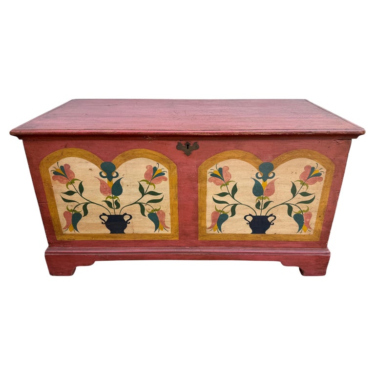 Deckenkiste im Pennsylvania-Dutch-Stil aus dem 18./19. Jahrhundert mit späterer Bemalung im Angebot bei 1stDibs Deutschland