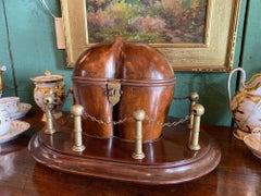 Hand Carved Crafted Fruit Wood Coco Georgian Victorian Tea Caddy Centerpiece LA