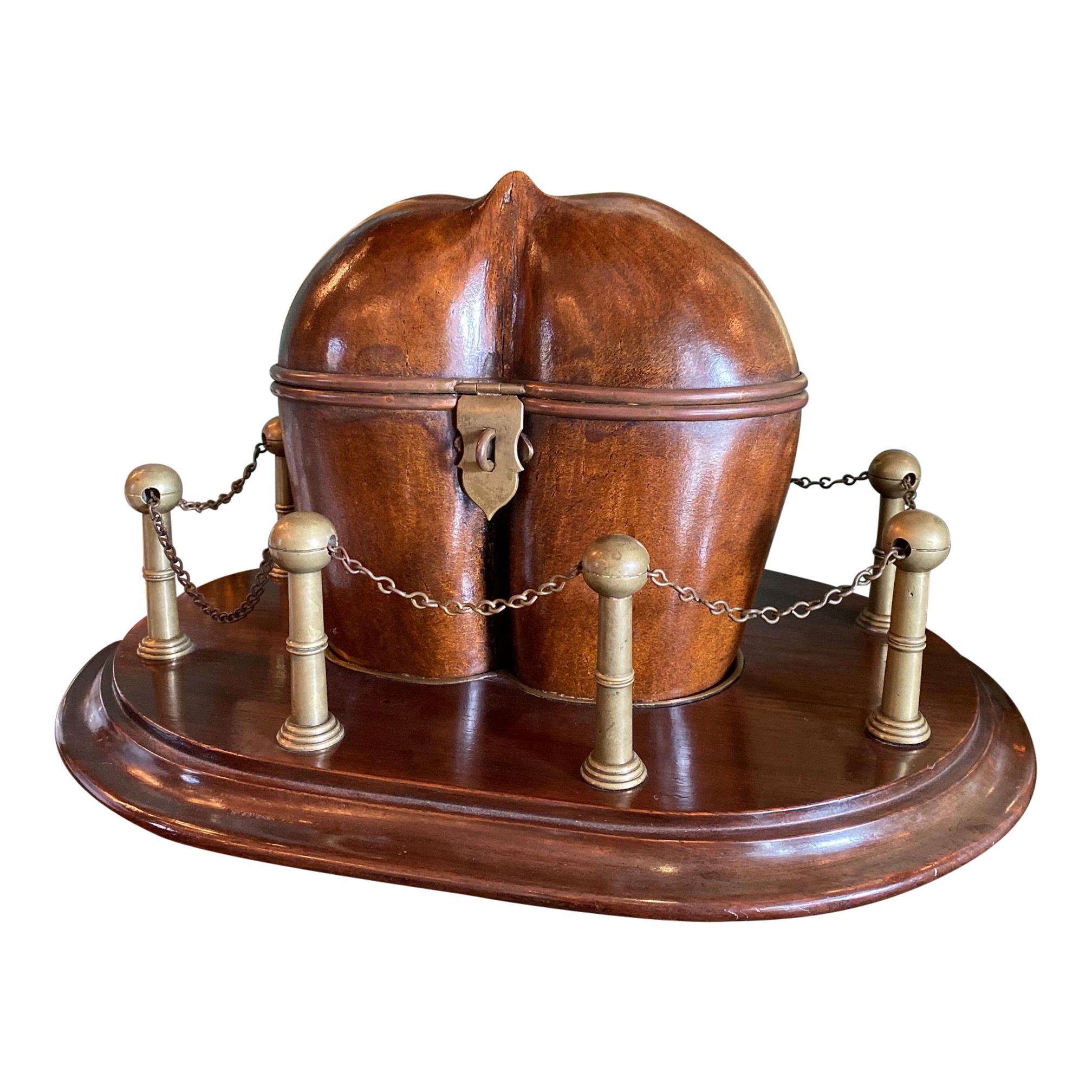 Hand Carved Crafted Fruit Wood Coco Georgian Victorian Tea Caddy Centerpiece LA For Sale