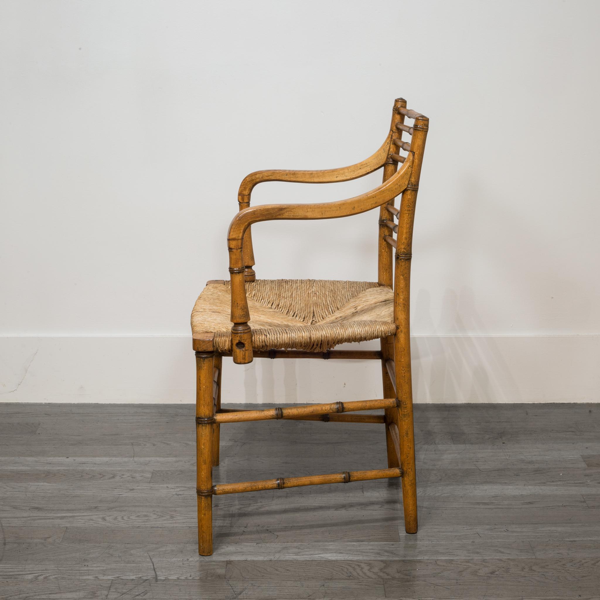 18th-19th Century Regency Faux Bamboo Armchair, circa 1790-1800 In Good Condition In San Francisco, CA