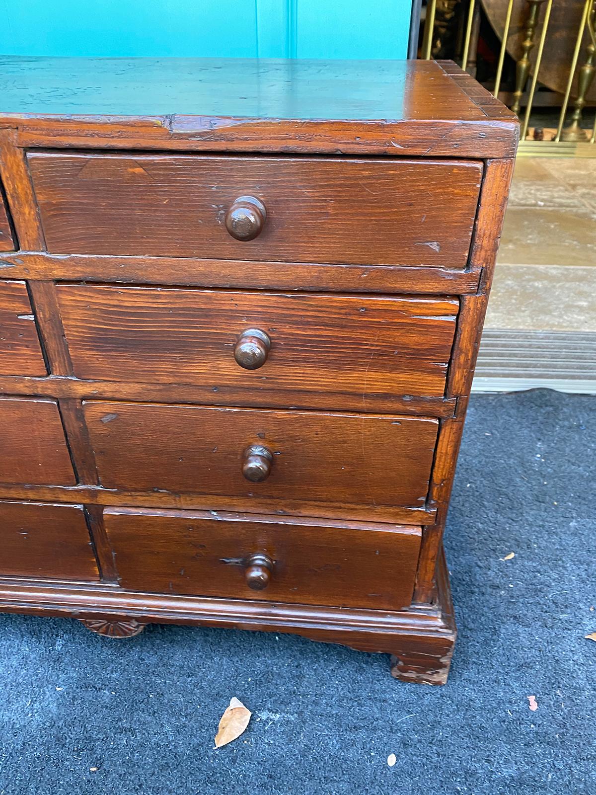 18th-19th Century American Pine Miniature Chest with Eight Drawers 3
