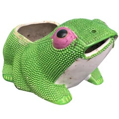 18th-19th Century Antique Chinese Green Frog Planter