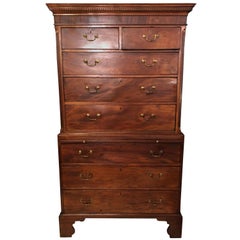 Antique 18th-19th Century Gerogian Style English Chest on Chest Dresser, Mahogany