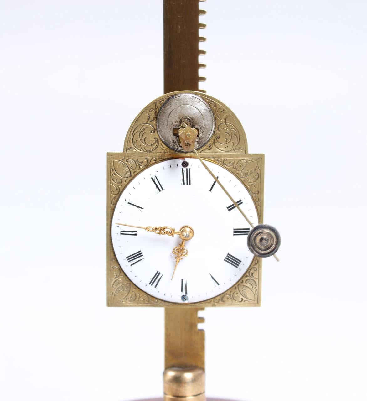 Brass 18th-19th Century Antique Saw Clock, Southern Germany