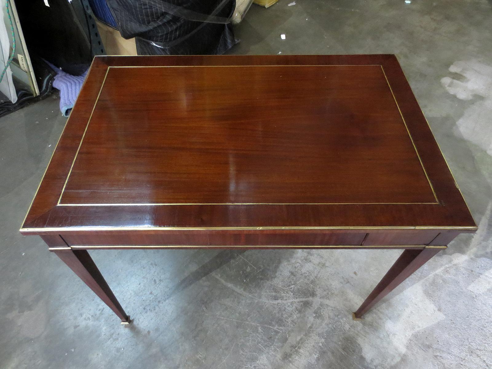 European 18th-19th Century Baltic Wood Game Table with Brass Inlay