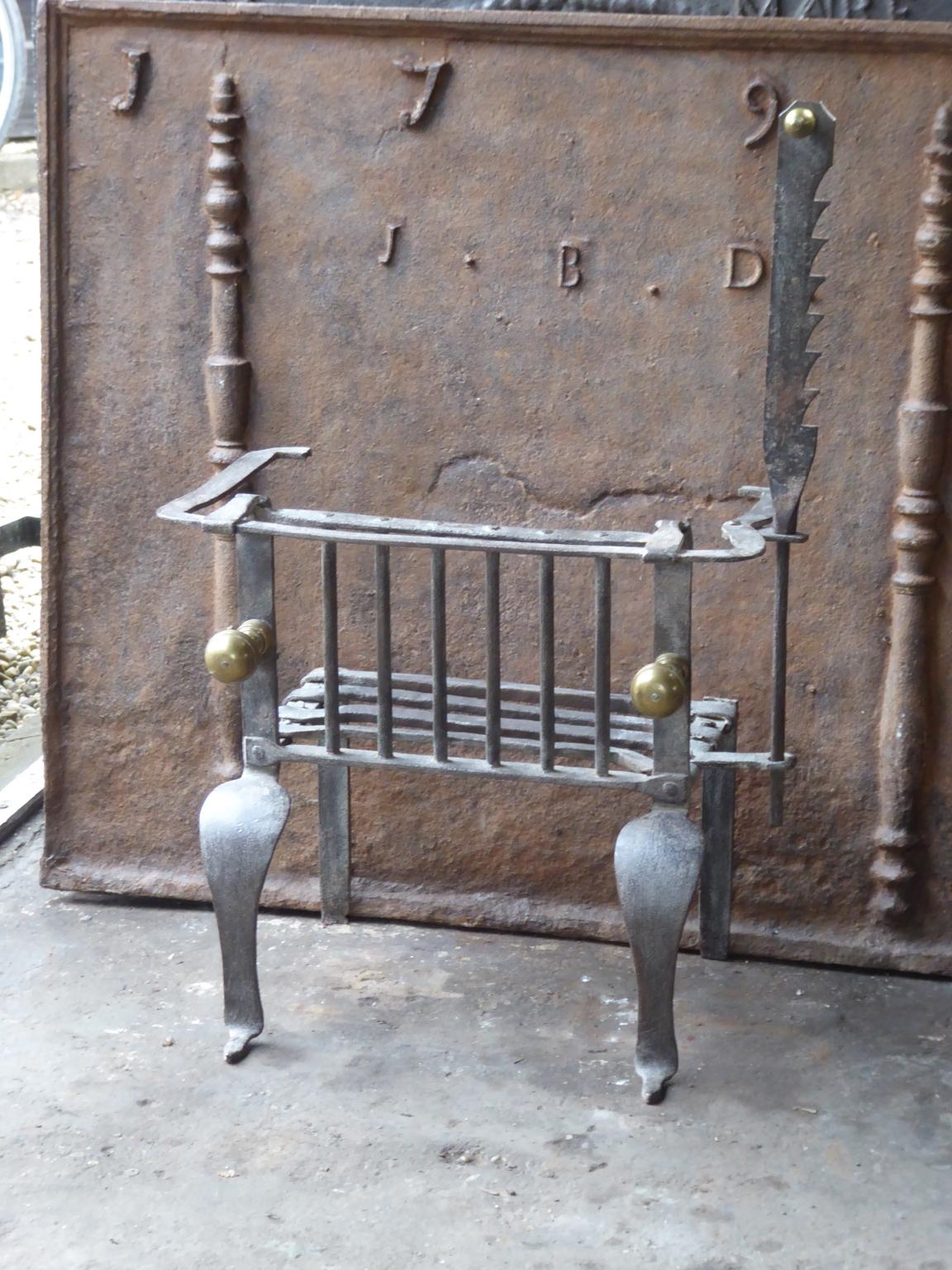Forged 18th-19th Century Belgian Neoclassical Fireplace Grate or Fire Basket For Sale
